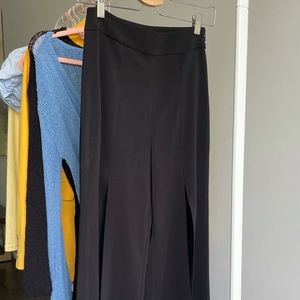 Flared wide legged pants with high slits